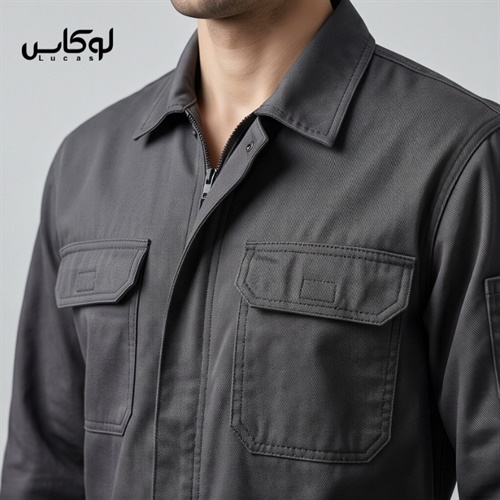 لباس کار سرهمی یکسره لوکاس مدل A-101 رنگ طوسی