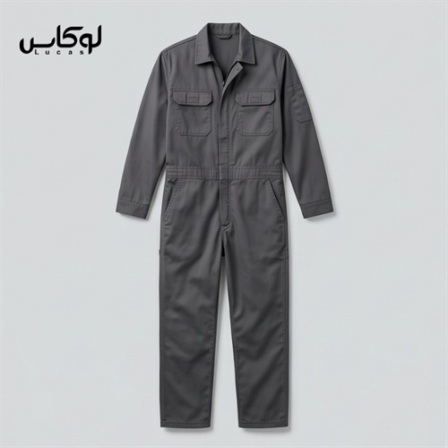 لباس کار سرهمی یکسره لوکاس مدل A-101 رنگ طوسی